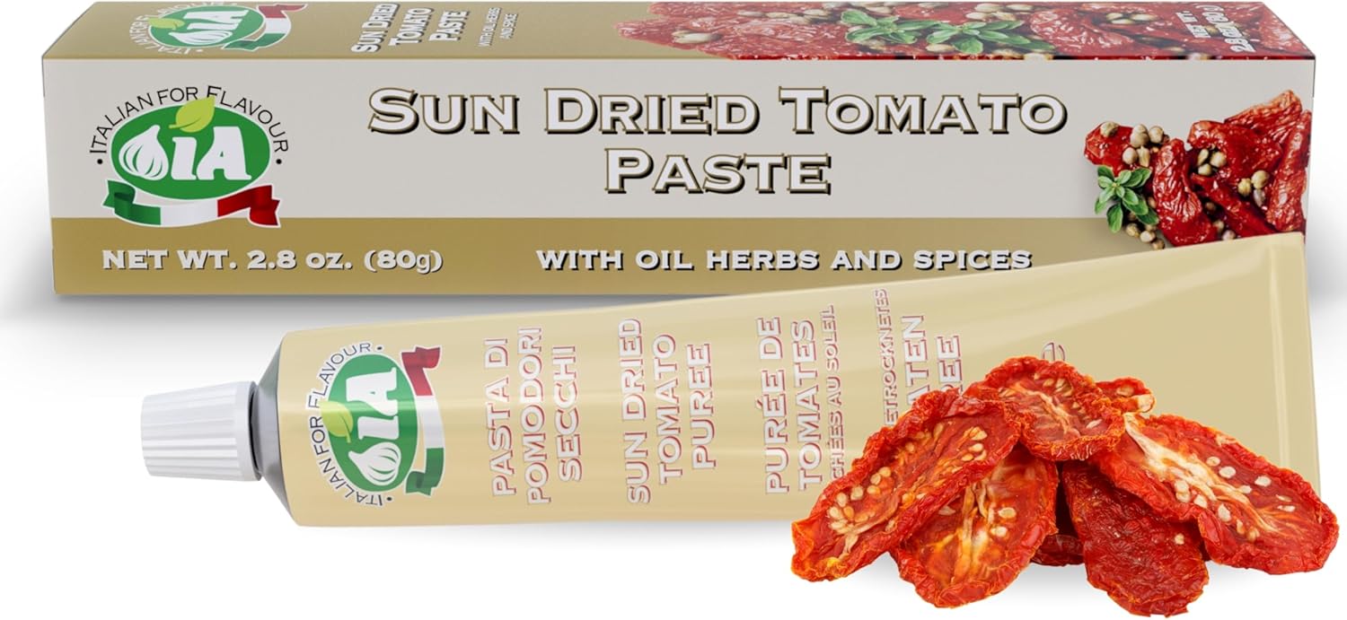 IA Sun-Dried Tomato Paste Ready to Use, in a 2.82oz (80g) Tube – Perfect for Appetizers, Enhancing Starters, Salads and a Variety of Recipes, Gluten-Free, Recyclable and Anti-Waste Packaging