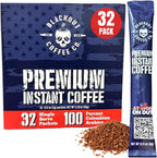 Blackout Coffee Colombian Arabica Instant Coffee – Medium Roast, Strong Aromatic, Single Serve Packets – Premium Quality 32 Count.