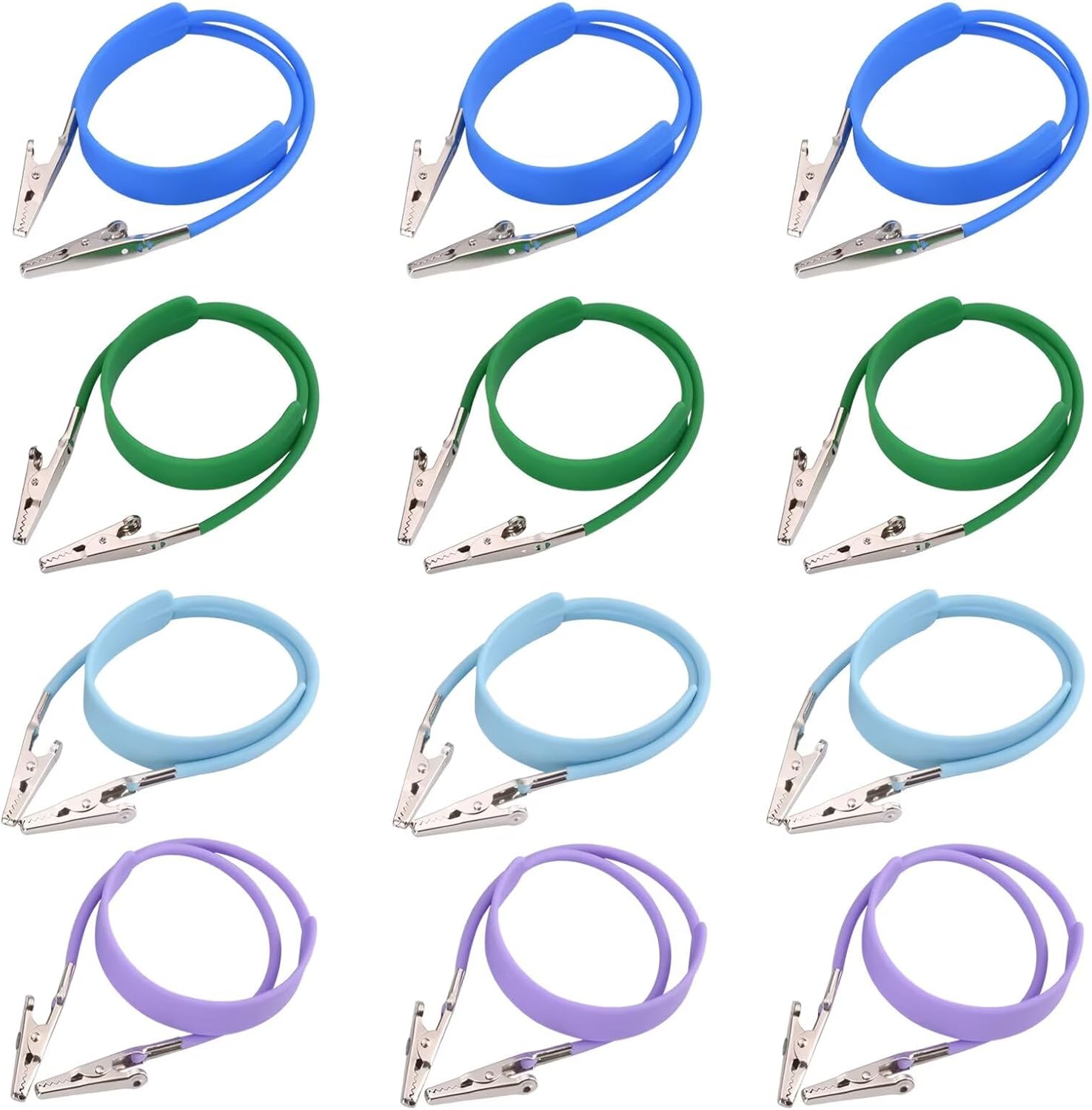 12 Pcs Autoclavable Silicone Dental Bib Clips - Individually Wrapped, Colorful Bib Holder with Lanyard Neck Chain for Dentist, Elderly Patients, Restaurant Napkin (Bright Colors)
