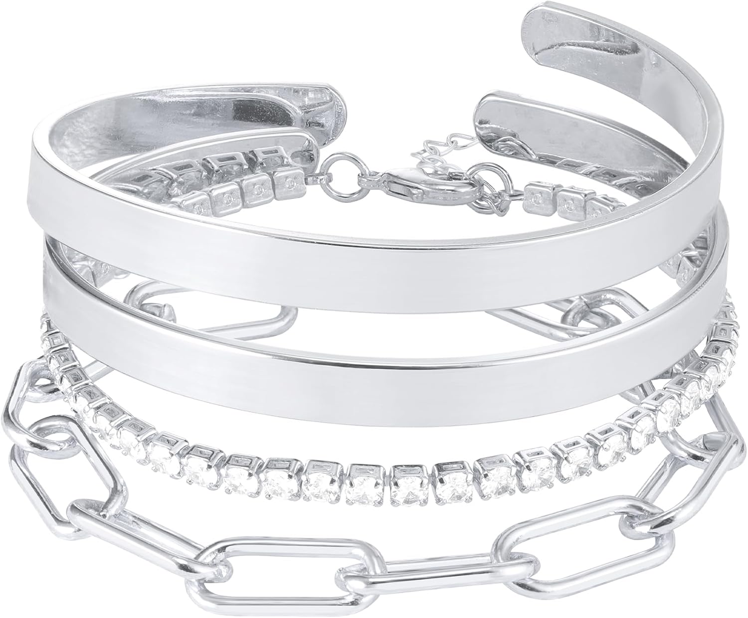 Reoxvo Gold Plated Bangle Cuff Bracelets for Women Non Tarnish Gold Bracelet Stack Jewelry Set for Women Trendy