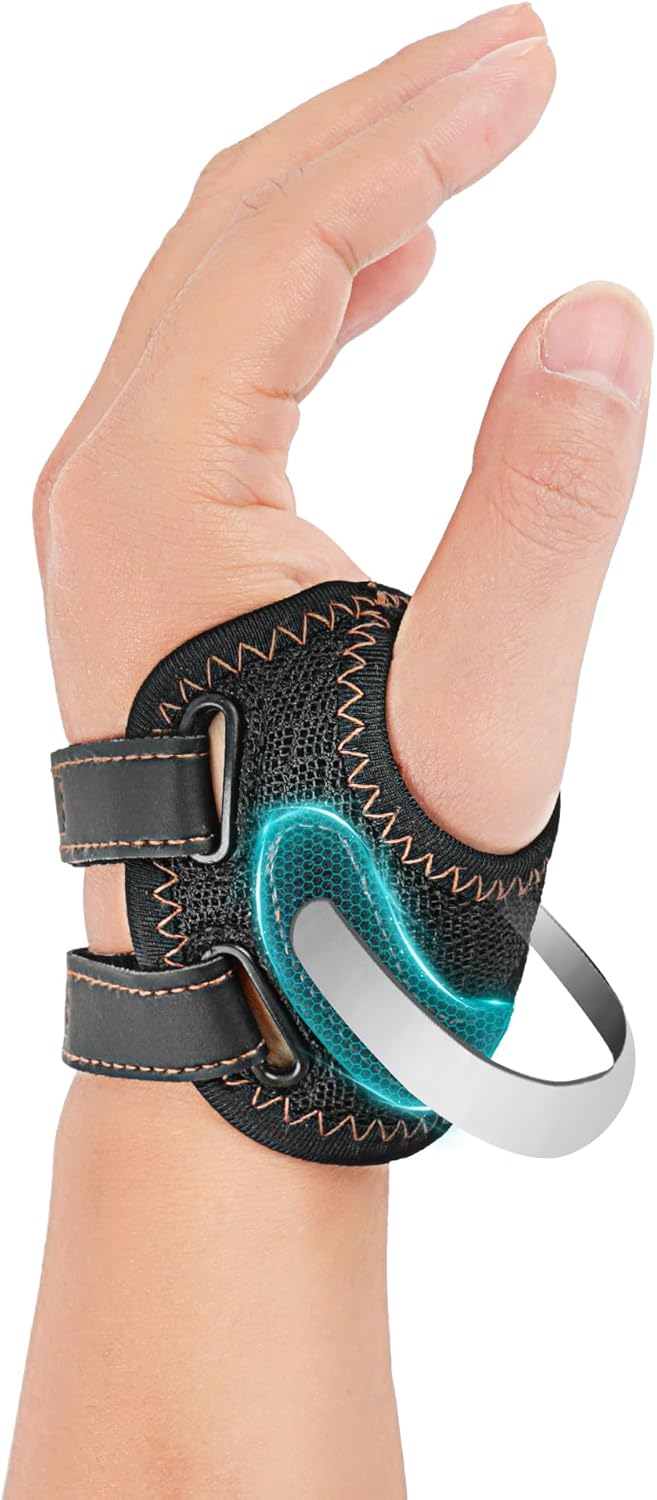 FORTEMOTUS CMC Thumb Brace - Comfortable Nylon Thumb Splint for Mild CMC Joint Pain Relief, Osteoarthritis, Tendonitis, CMC Joint Thumb Arthritis Support Brace for Women Men, Black, Left, Large