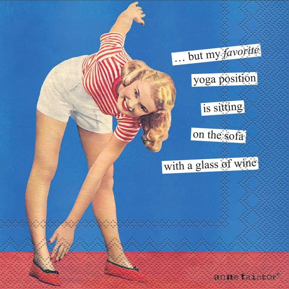 Boston International IHR Anne Taintor, 20 Count Cocktail Beverage Paper Napkins, 5 x 5-Inches, Yoga (C023700)