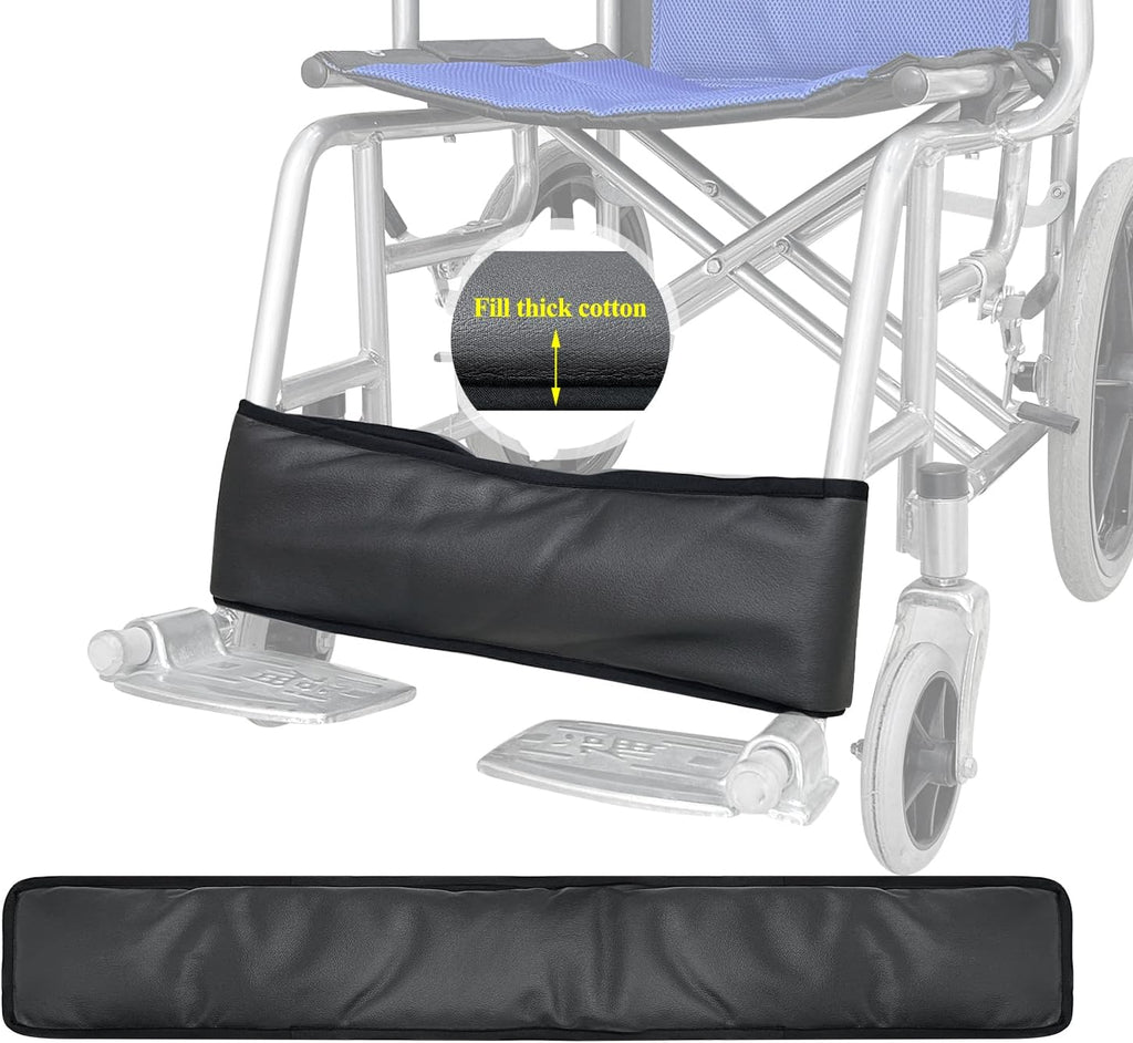 Wheelchair Footrest Belt - Foot Calf Straps Leg Support Safety Feet Rest Belt Transporter Chair Adjustable Disabled Elderly Leg Rest Cushioned Pad to Prevent Feet Slipping-Fill Thick Cotton Leather