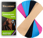 PRO Precut Kinesiology Tape – 40 Strips 4 Colors (2"x10"), Latex-Free Cotton Athletic Tape, Waterproof & Elastic Sport Tape for Joint Stability, Muscle Pain Relief, Athletic & Daily Recovery