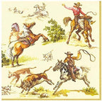 Ideal Home Range 20 Count Boston International 3-Ply Paper Cocktail Napkins, Cream Wild West, 5 x 5 inches