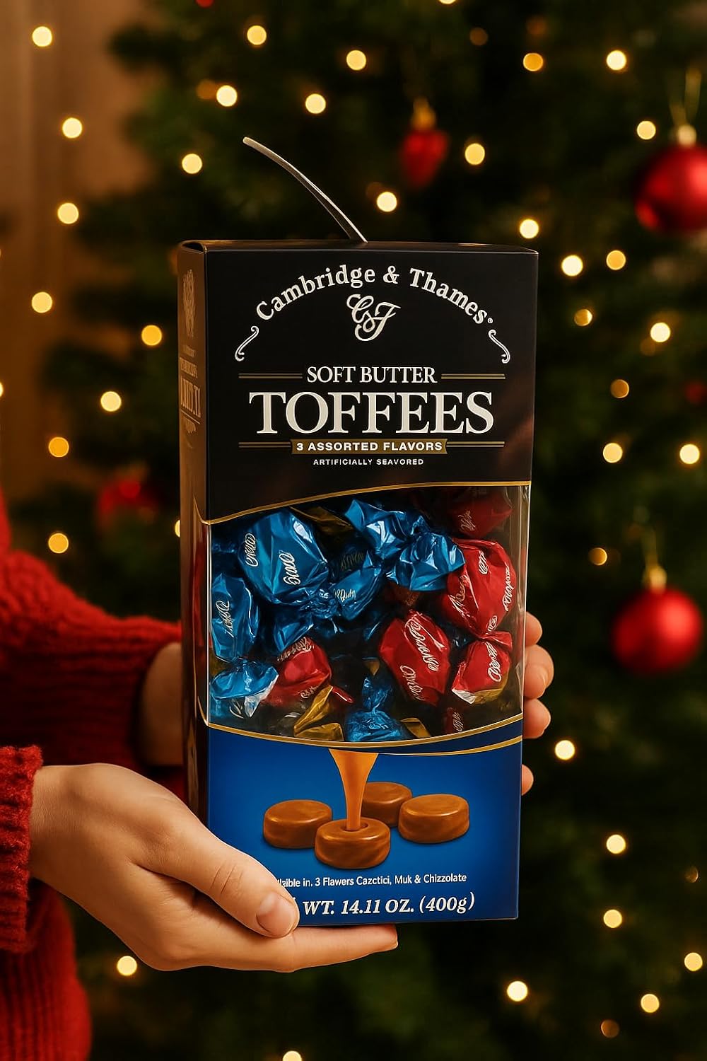 Toffee Candy Caramel Creamy Milk Chocolate Gift Box 14.11 oz - Individually Foil Wrapped Sweets - Holiday Treat Christmas Gift, Party Favor Office Dessert Delight