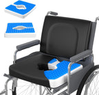 Bed Sore Wheelchair Cushions, 2-Piece Set - Wheelchair Lumbar Pillow,Gel Infused Seat Cushion, 18”x16” for Sciatica, Back & Coccyx Pain，Bedsore Pressure Relief, with Anti-Slip&Washable Cover