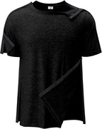 Men's Post Shoulder Surgery Shirts Tear Away Recovery Short Sleeve Full Open Side Snap Chemo Shirt Adaptive Clothing