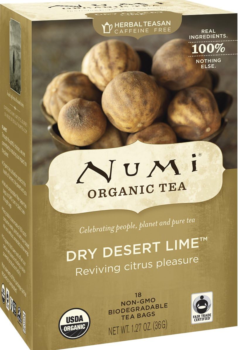 Numi Organic Tea Dry Desert Lime, 18 Count Box of Tea Bags, Herbal Teasan