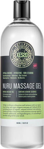 XESSO Nuru Massage Therapy Gel 33.8 Fl Oz, Waterbased Concentrate for Full-Body Massage, Unscented Non-Staining for Sore Muscles & Dry Skin, Seaweed & Grape Seed Extract Enriched, Made in USA