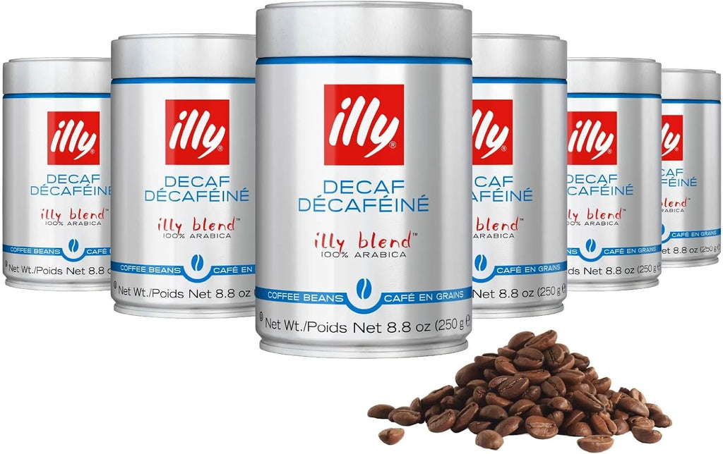 illy Decaf Whole Bean Coffee, Classico Decaffeinated Medium Roast, 100% Arabica, Premium Italian Coffee, Ideal for Espresso, Drip, Moka and French Press Brewing, 8.8oz, 6 Pack