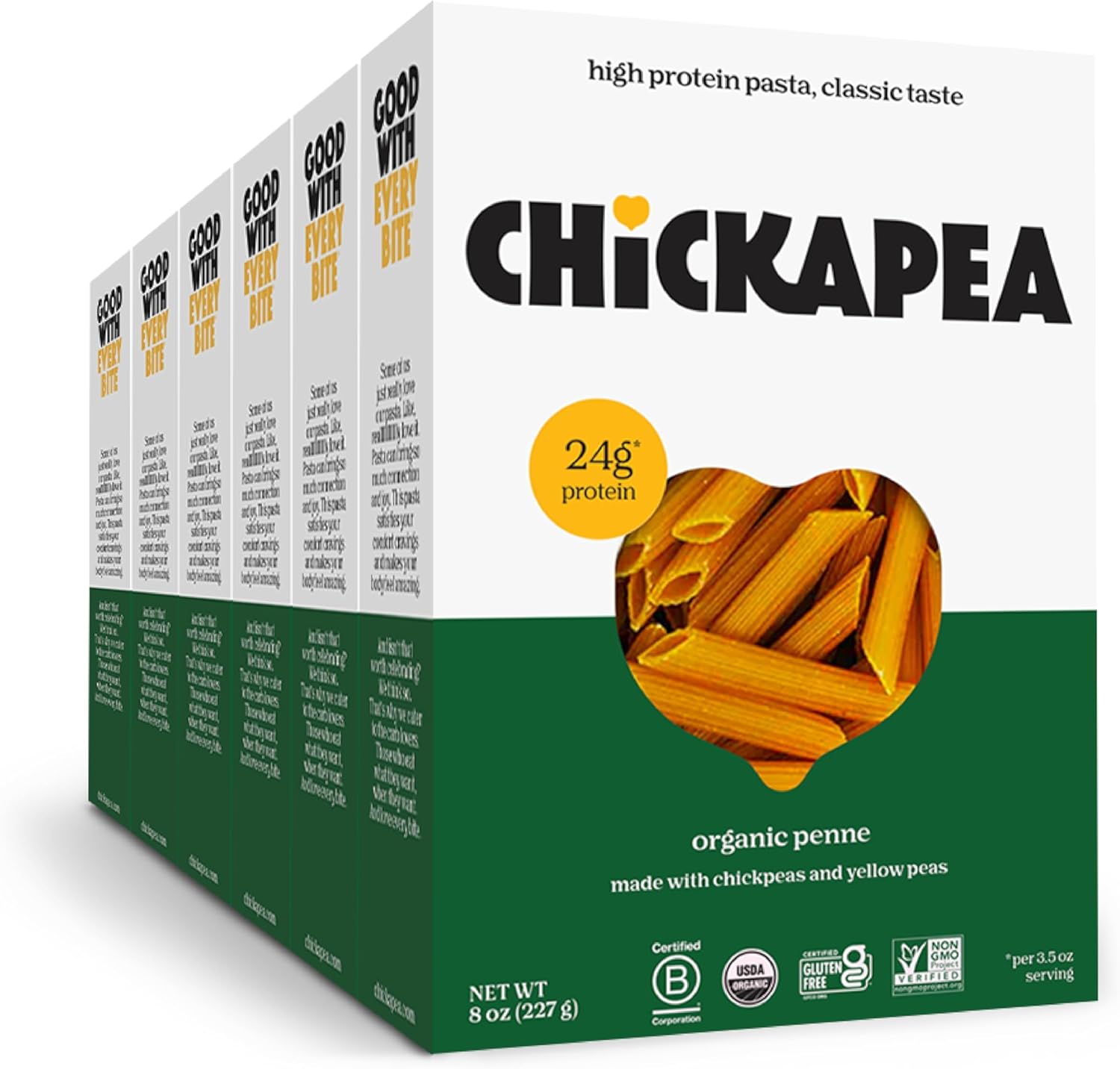Chickapea Organic Chickpea Pasta - Penne - 8 oz (Pack of 6)
