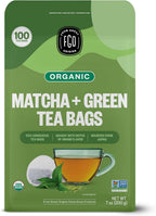 FGO Organic Japanese Matcha + Green Tea, 100 Count, Eco-Conscious Tea Bags, Resealable Bag, Packaging May Vary (Pack of 1)