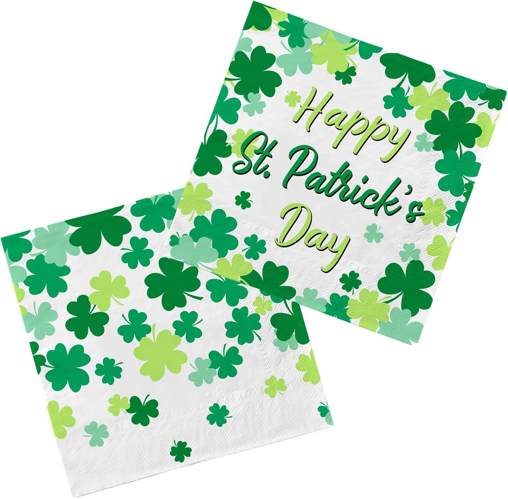 50-Piece St. Patrick's Day Party Supplies Kit – Irish Themed Set Lucky Shamrock Napkins – Accessories for Irish St. Patrick's Party Déco