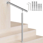 Stainless Steel Handrail Outdoor Steps,31.5in/80cm Indoor Exterior Hand Rail Kit for 1-2 Steps,Transitional Hand Support Railing for Kids,Seniors,Pregnant,Porch & Deck Safety Stair Rails