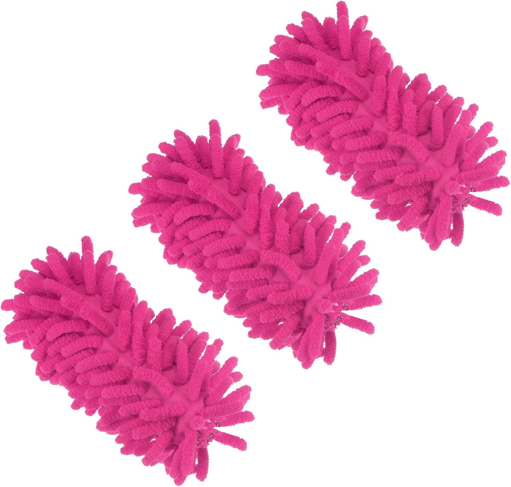 MECCANIXITY Microfiber Duster for Cleaning 5.5inch Replacement Head for Brush Tool on Window, Furniture, Rose Red Pack of 3