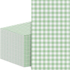 NatNarr 60 Pcs Sage Green Gingham Napkins, 2 Ply Sage Green and White Plaid Bathroom Napkins Guest Disposable Checkered Dinner Napkin for Wedding, Bridal Shower, Picnic, Garden Party