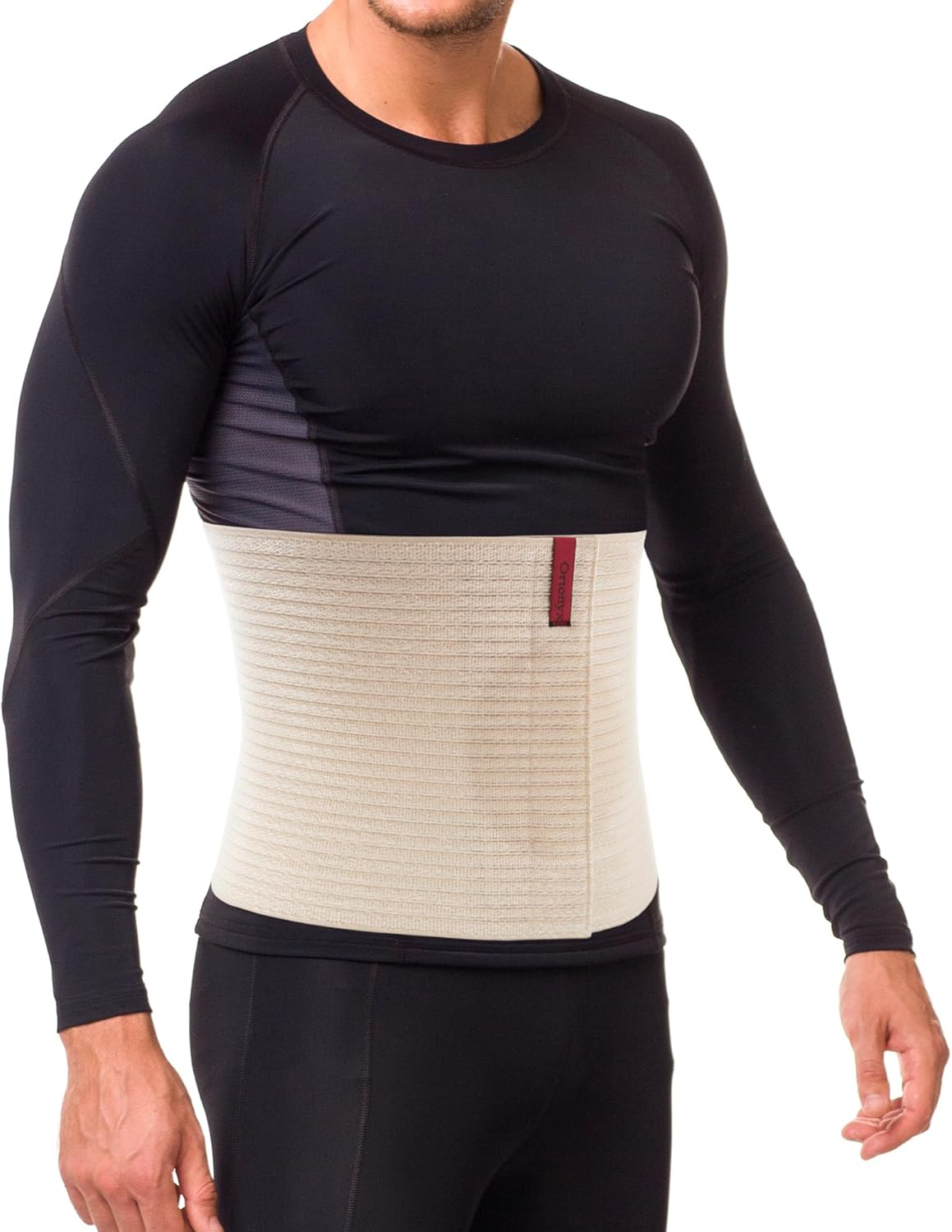 ORTONYX Premium Umbilical Hernia Belt for Men and Women / 10.25" Abdominal Binder With Hernia Support Pad - Navel Ventral Epigastric Incisional and Belly Button Hernias - Beige OX5241-10-S/M