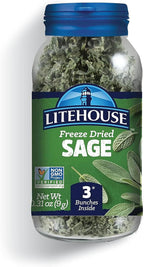 Litehouse Freeze Dried Sage - Substitute for Fresh Sage, Jar Equal to 3 Sage Fresh Bunches, Organic, Sage Seasoning, Non-GMO, Gluten-Free - 0.30 Ounce