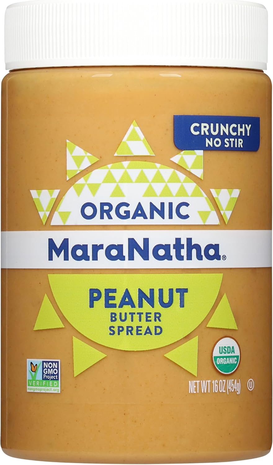 MaraNatha Organic Crunchy Peanut Butter Spread, No Stir, 16 Ounce Jar