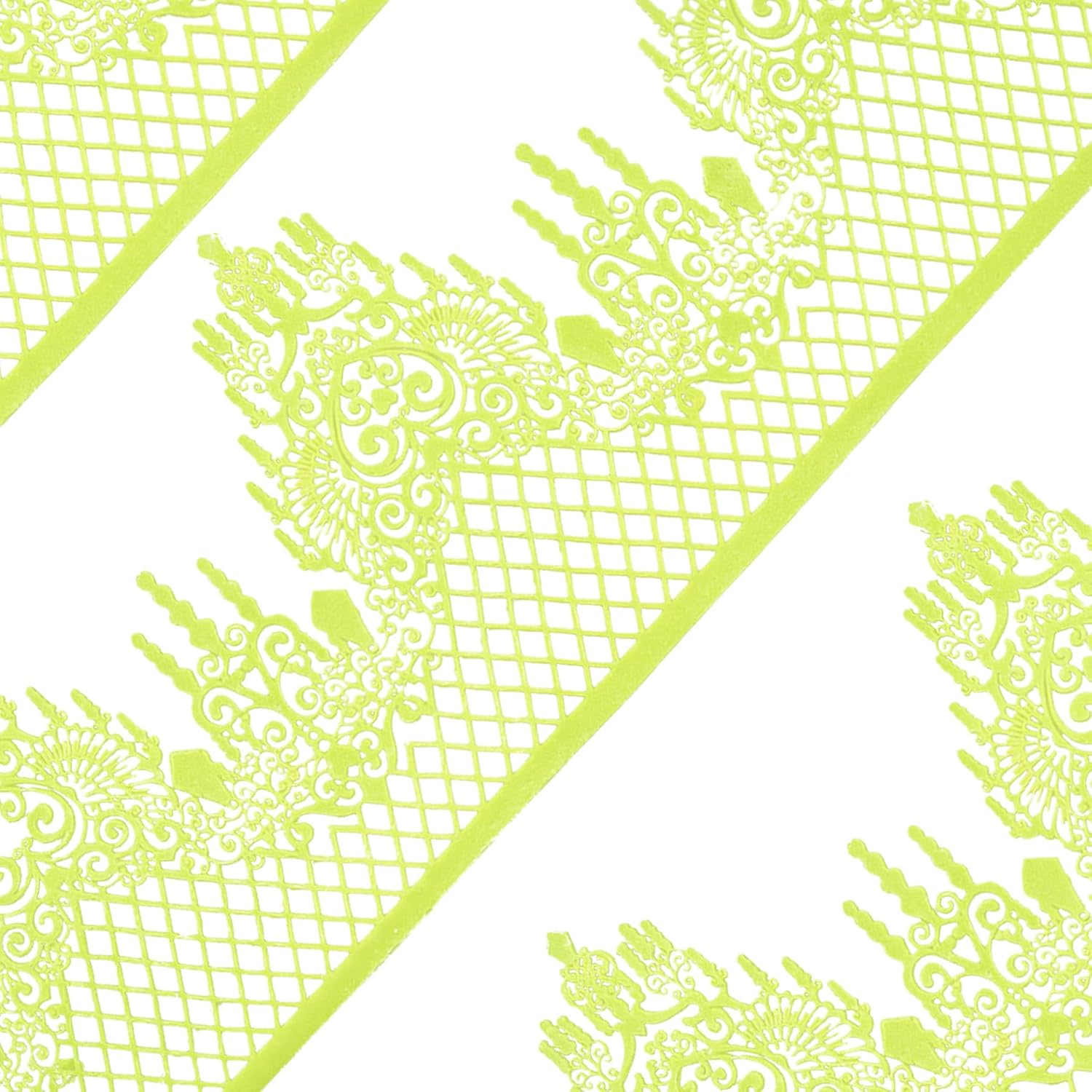 Large Pre-Made Ready to Use Edible Cake Lace Lattice Diamond Scallop Green 12-inch 10-Piece Set