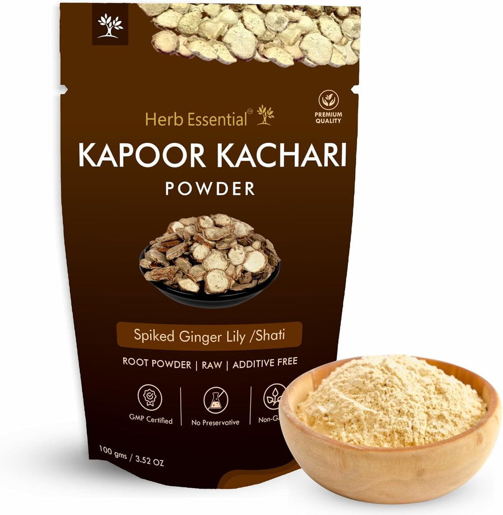 Herb Essential Kapoor Kachari Powder 3.52 Ounce (100g) Hedychium Spicatum roots 100% Pure & natural Spiked Ginger Lily, Shati Powder Extract - 3.52 oz 100g (Pack of 1)