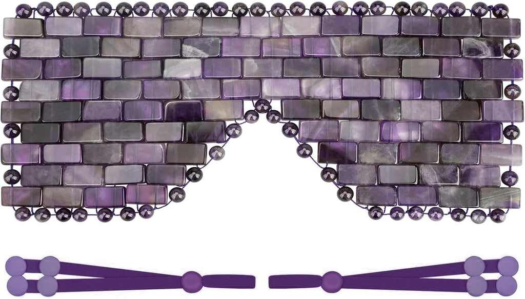 ideayard Crystal Eye Mask, Cooling Sleep Mask 100% Amethyst, Jade Stone Eye Mask for Hot & Cold Anti Aging Therapy, Headache and Migraine Relief