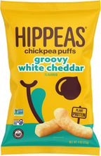 Hippeas Chickpea Puffs, Vegan White Cheddar, 4 Ounce (Pack of 1), 4g Protein, 3g Fiber, Vegan, Gluten-Free, Crunchy, Plant Protein Snacks
