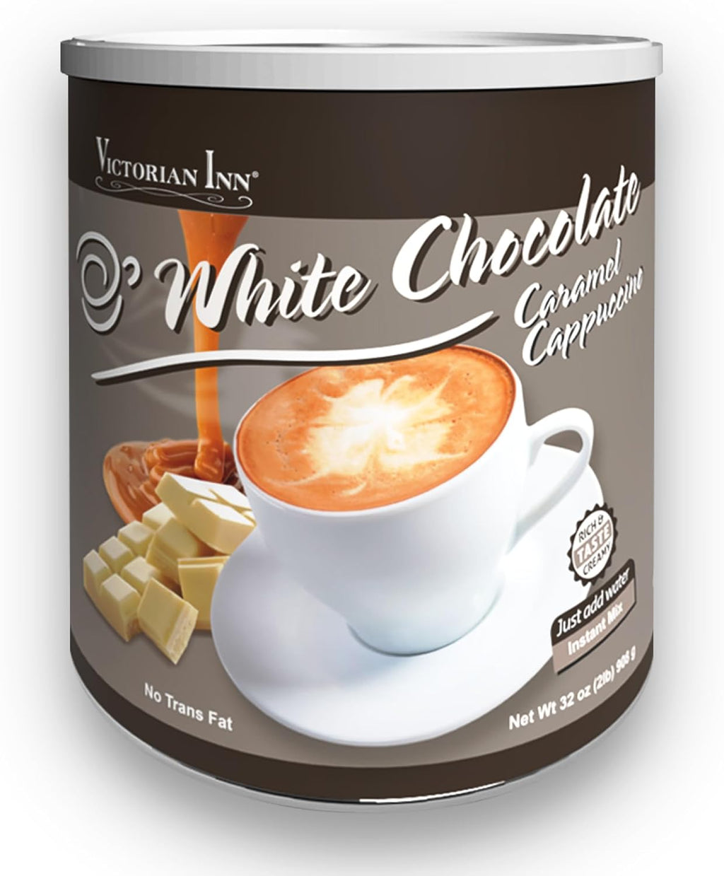 Victorian Inn Instant Cappuccino - White Chocolate Caramel - Creamy & Delightful Coffee Mix - Great Hot, Cold, or Blended - Great as a Coffee Creamer - 2 Pound (Pack of 1)