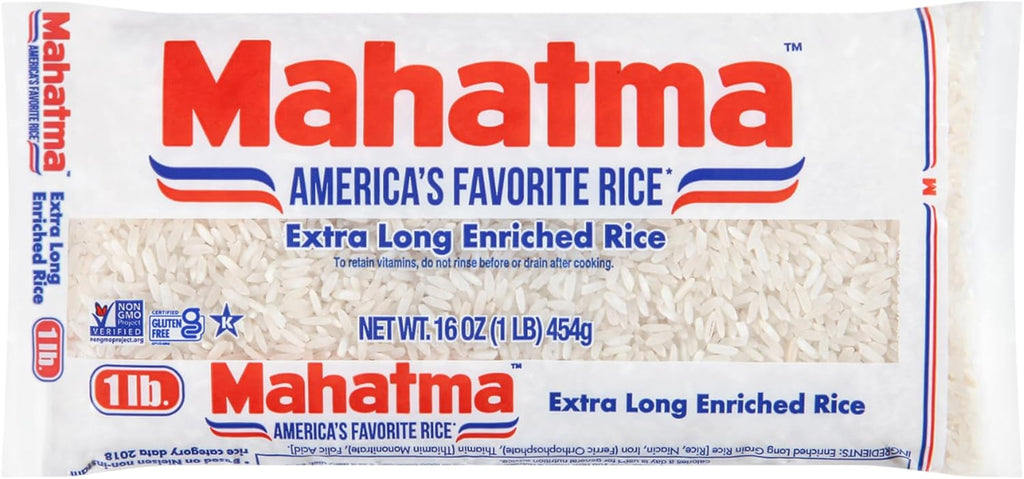 Mahatma Enriched Extra Long Grain White Rice, Gluten Free, Non-GMO, 1 lb Bag