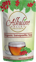 Sarsaparilla Tea - 100% Organic and Alkaline - 15 Unbleached/Chemical-Free Sarsaparilla Tea Bags - Caffeine-Free, No GMO