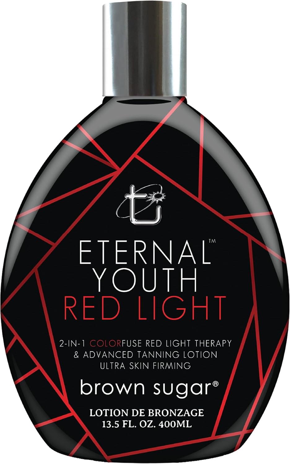 Brown Sugar Eternal Youth Tanning Lotion, 2-in-1 Color Fuse Red Light & Ultra Skin Firming Advanced Tanning Lotion with Peptides, Hyaluronic Acid, Green Tea & Aloe, 13.5 Fl Oz