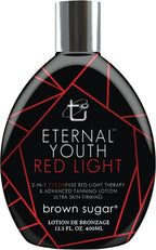 Brown Sugar Eternal Youth Tanning Lotion, 2-in-1 Color Fuse Red Light & Ultra Skin Firming Advanced Tanning Lotion with Peptides, Hyaluronic Acid, Green Tea & Aloe, 13.5 Fl Oz