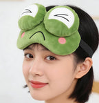 Style 02 Cute Frog Plush Sleep Eye Mask, 4D Cartoon Funny Eye Cover with Adjustable Strap, Soft Blindfold for Travel, Nap, Gift for Women Men