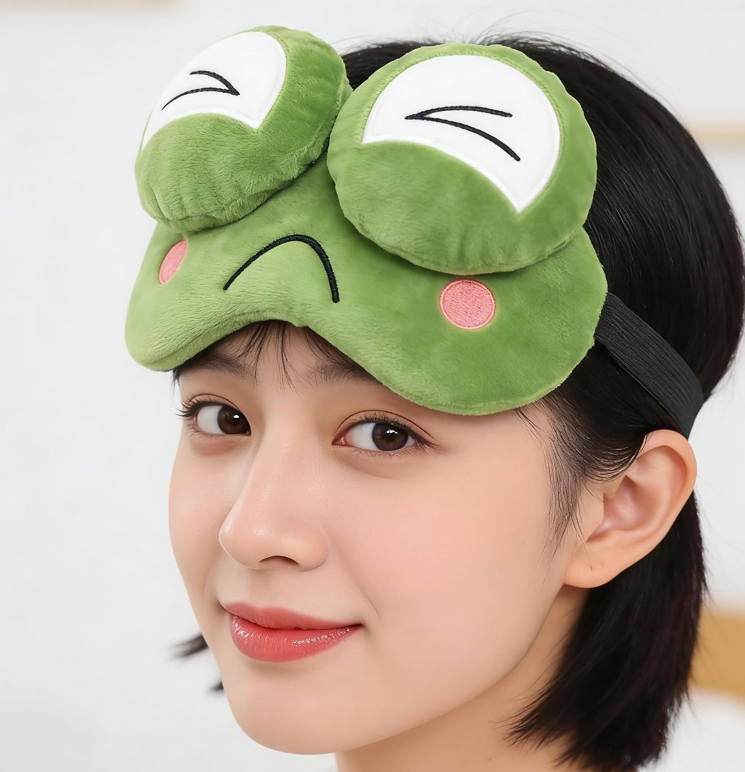 Style 02 Cute Frog Plush Sleep Eye Mask, 4D Cartoon Funny Eye Cover with Adjustable Strap, Soft Blindfold for Travel, Nap, Gift for Women Men