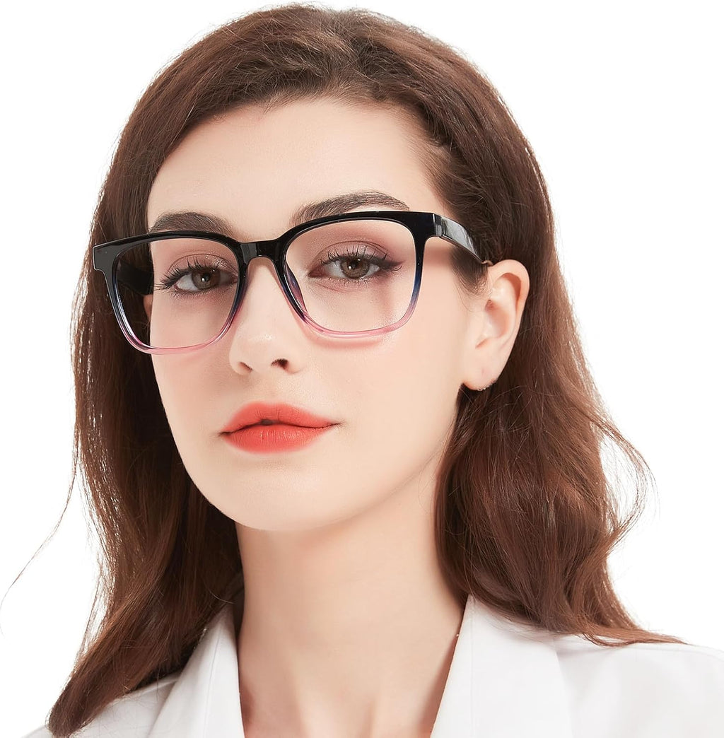 AEZUNI Oversize Square Reading Glasses for Women Oversized Trendy Large Readers 1.0 1.25 1.5 1.75 2.0 2.25 2.5 2.75 3.0 3.5 4.0 5.0 6.0(Purple,1.25)
