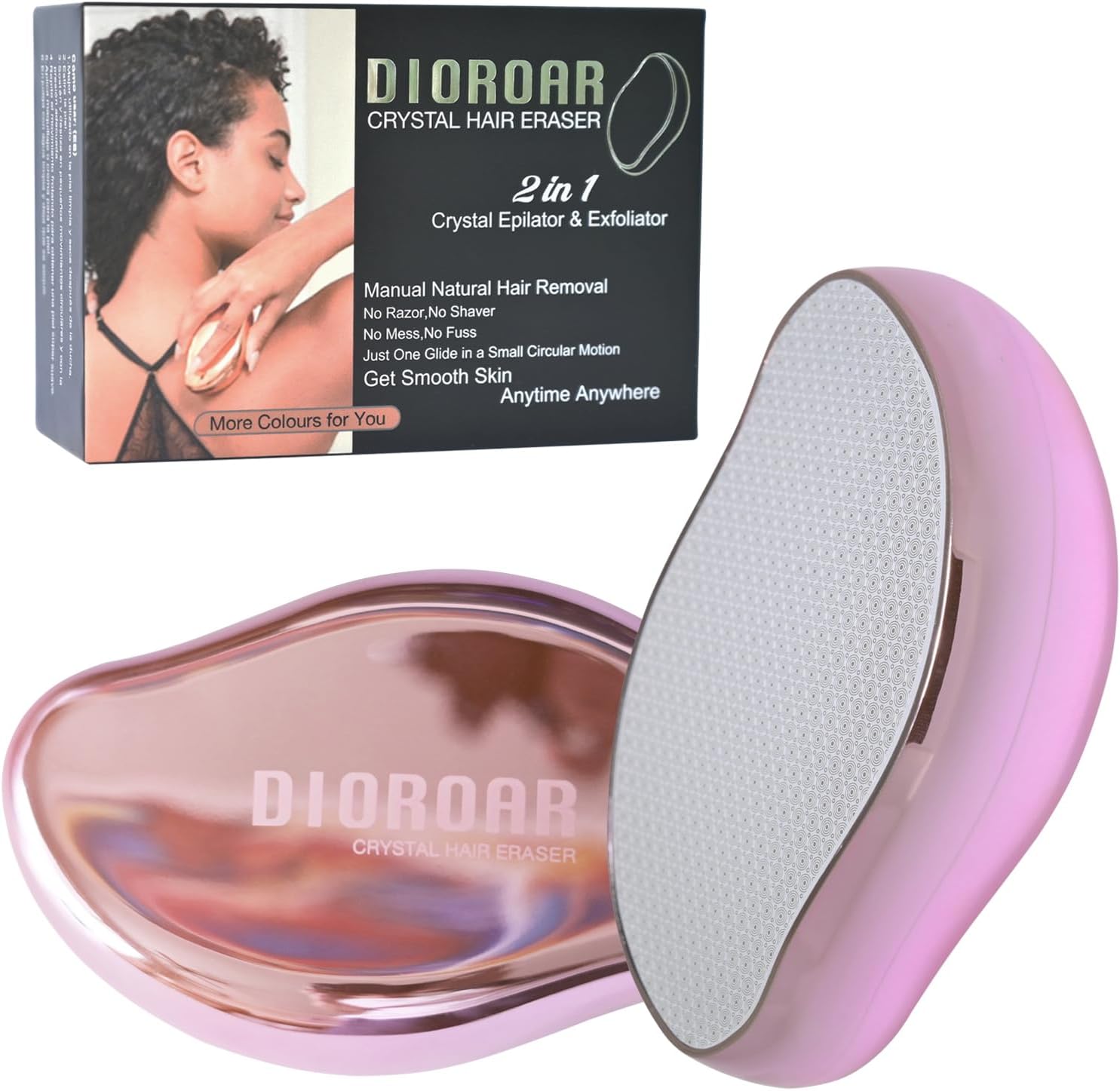 Crystal Hair Eraser,Upgrade Crystal Hair Remover,Physical Nano Glass Hair Removal Device,Painless Epilator and Exfoliator Without Shaver for Quick Soft Silky Skin(Light Pink)