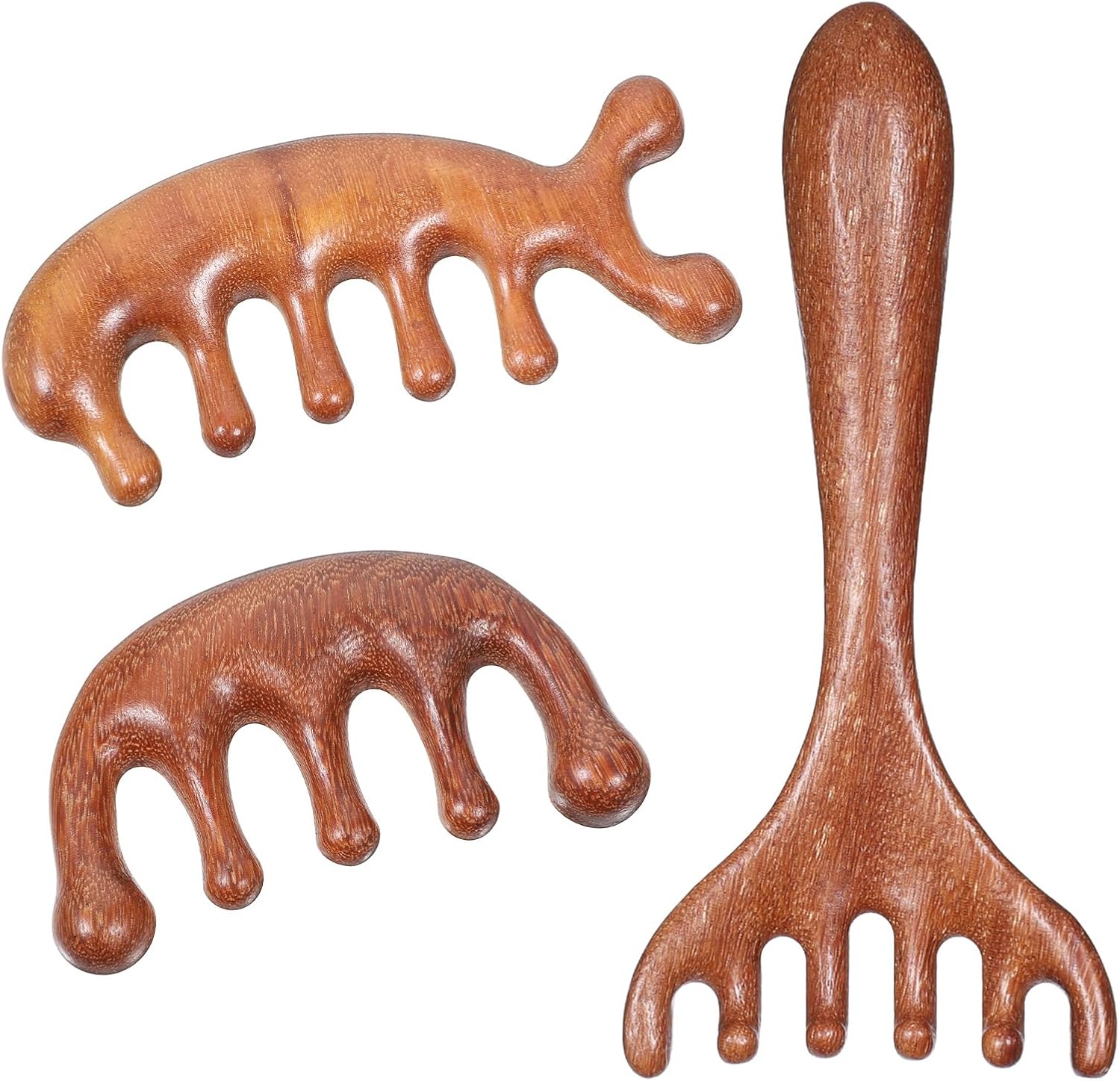 EupHHonycs 3 Pcs Wooden Head Scalp Massager Comb, Wooden Wide Tooth Comb, Head Massage Tool for Relaxation Hair, Portable Heads Scratcher Massager, Gift for Mother Sister Lover