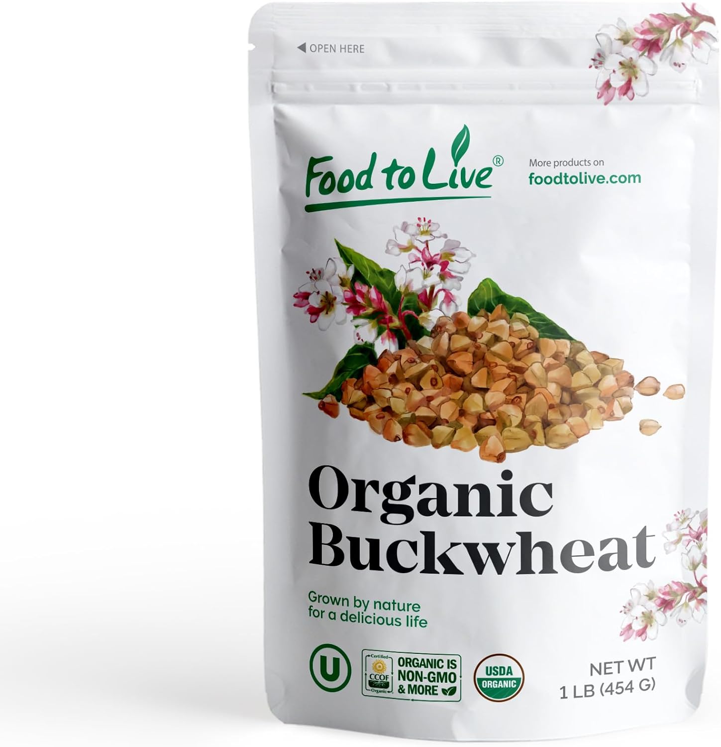 Food to Live Organic Buckwheat Groats, 1 Pound – Whole Grain Buckwheat Seeds by Food to Live. Hulled, Non-GMO, Kosher, Raw, Vegan, Sirtfood. Bulk Cereal Grain