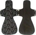 MUMBABY 2 pcs 16 Inch Ultra-deep Sleep Guard Wide Charcoal Bamboo Mama Cloth/Menstrual Pads/Reusable Sanitary Pads (41cm overlength) (Black Lace)