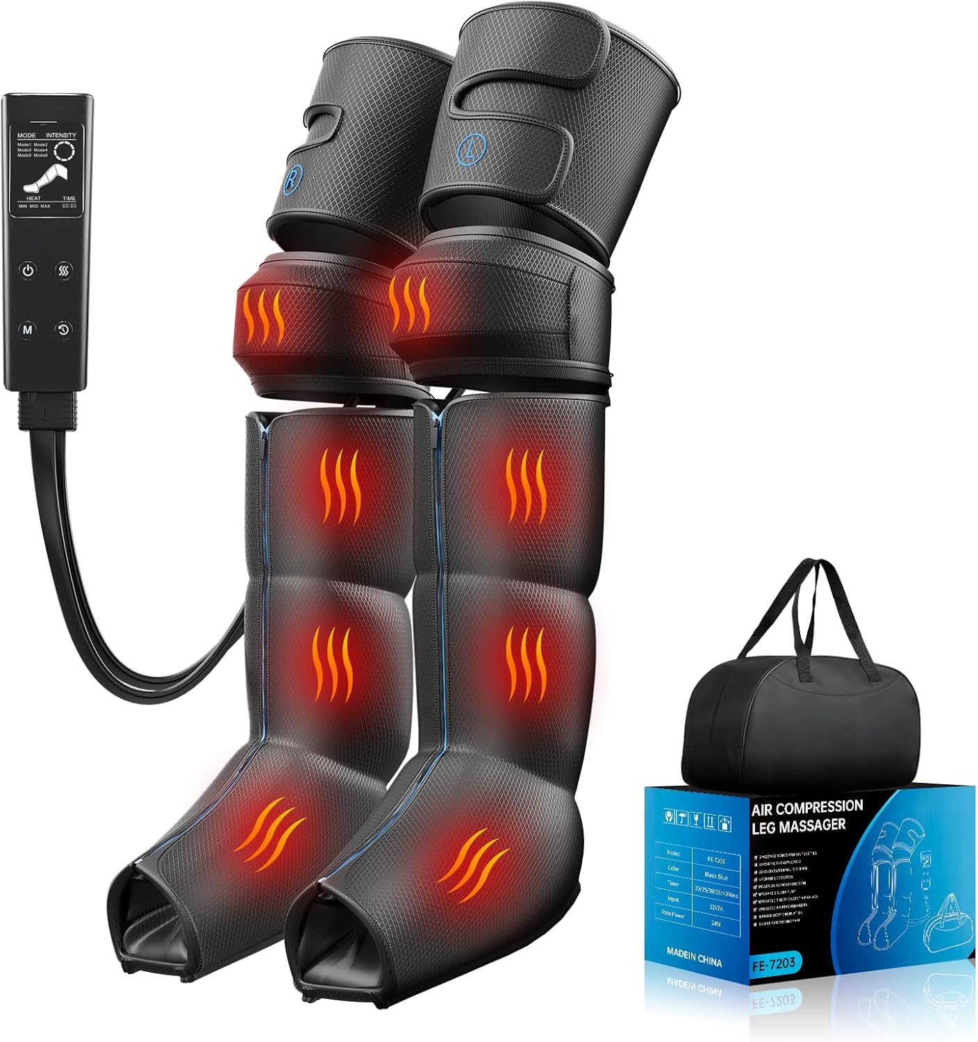 Leg Massager with Heat and Air Compression, Foot and Calf Massager for Circulation and Pain Relief, Sequential Compression Boots with 6 Modes, 9 Intensity, 3 Heat - Gifts for Mom, Dad, Woman