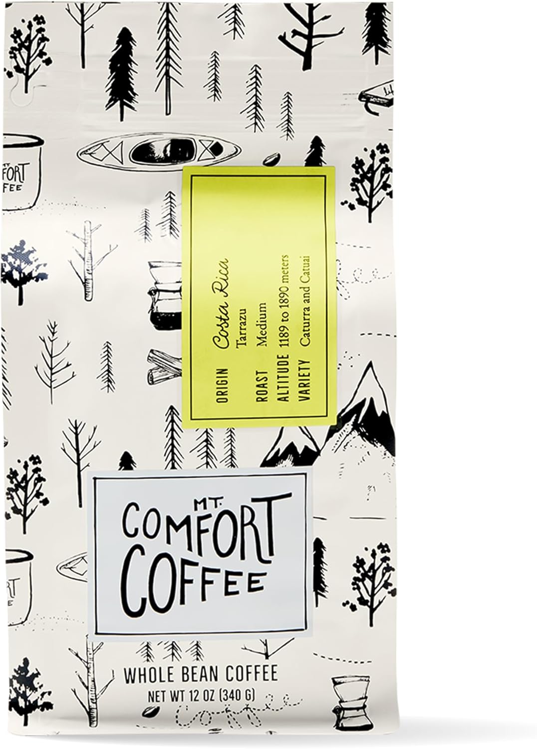 Mt. Comfort Coffee Costa Rica Medium Roast, 12 Ounce - Flavor Notes of Dark Chocolate, Citrus Fruit and Tropical Nuts - Sourced From Small, Peruvian Coffee Farms - Roasted Whole Beans