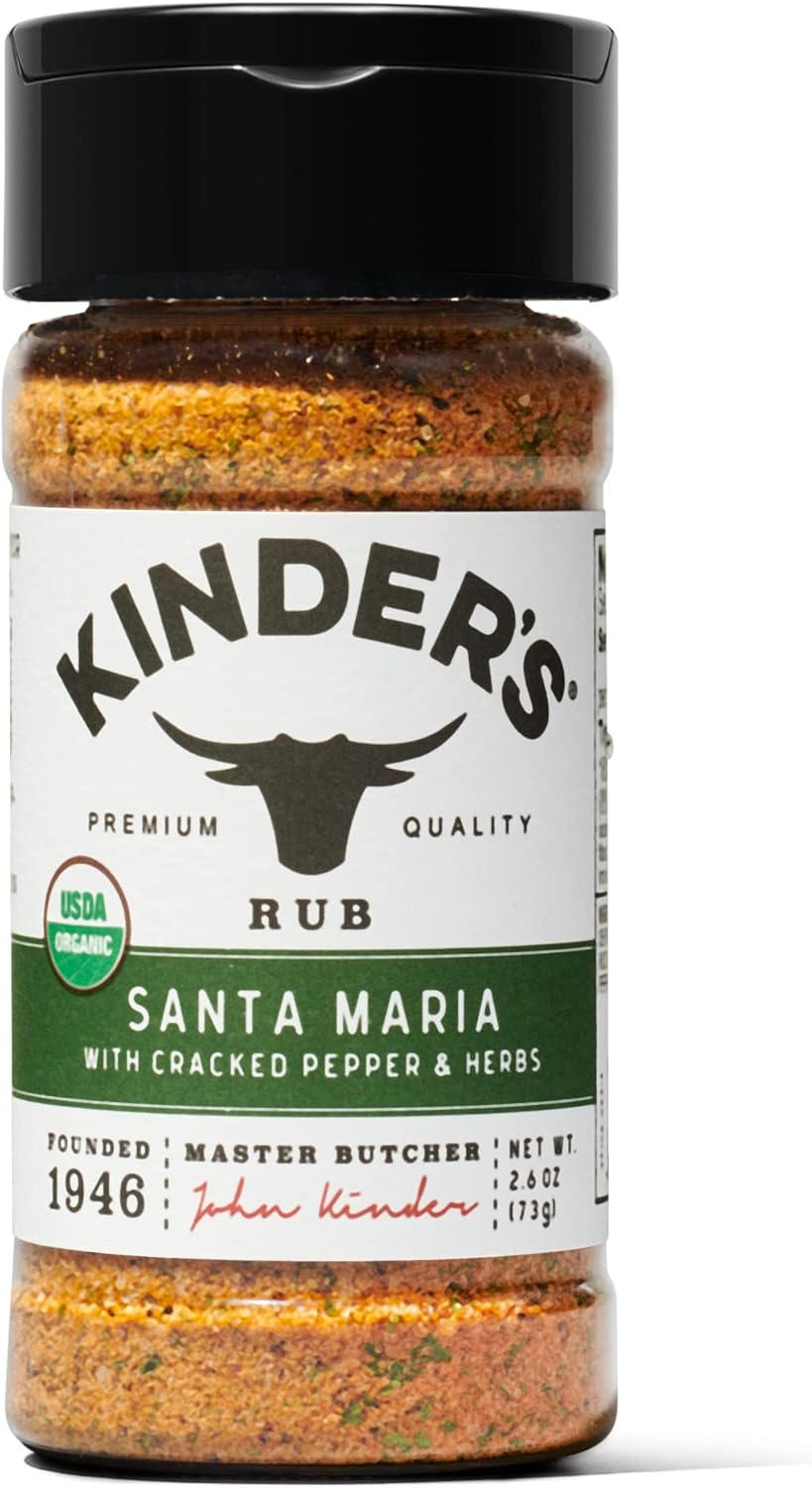 Kinder's Organic Santa Maria Rub (Cracked Pepper and Herbs), Premium Quality Seasoning, MSG Free and USDA Certified Organic, 2.6oz