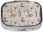 Wine and Winemaking Winery Grape Field Print Square Metal Pill Box Decorative Pill Case - Carry Your Meds in Style (Rectangular)