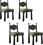 Wooden Dining Room Chairs, Linen Fabric Dining Chairs Set, Accent Chairs with Backrest, Medieval Armless Makeup Chair, for Kitchens, bedrooms, Coffee Shops(Color2,4PCS)