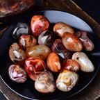 Sardonyx Banded Agate Palm Stone Worry Stone Irregular Polished Tumbled Stone Pebble Healing Crystal for Home Decor (1000, Grams)