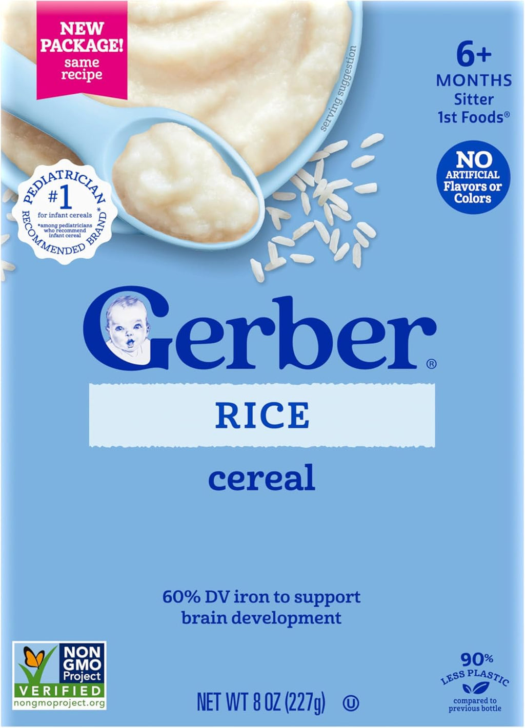 GERBER CEREAL FOR BABY Infant Dry Cereal Rice 1ST FOODS Non GMO Rice 5x8oz