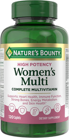 Nature’s Bounty High Potency Women’s Complete Multivitamin, Daily Vitamin with Vitamin C, Supports Heart Health & Immune Function, Essential Nutrition for Women, 120 Caplets