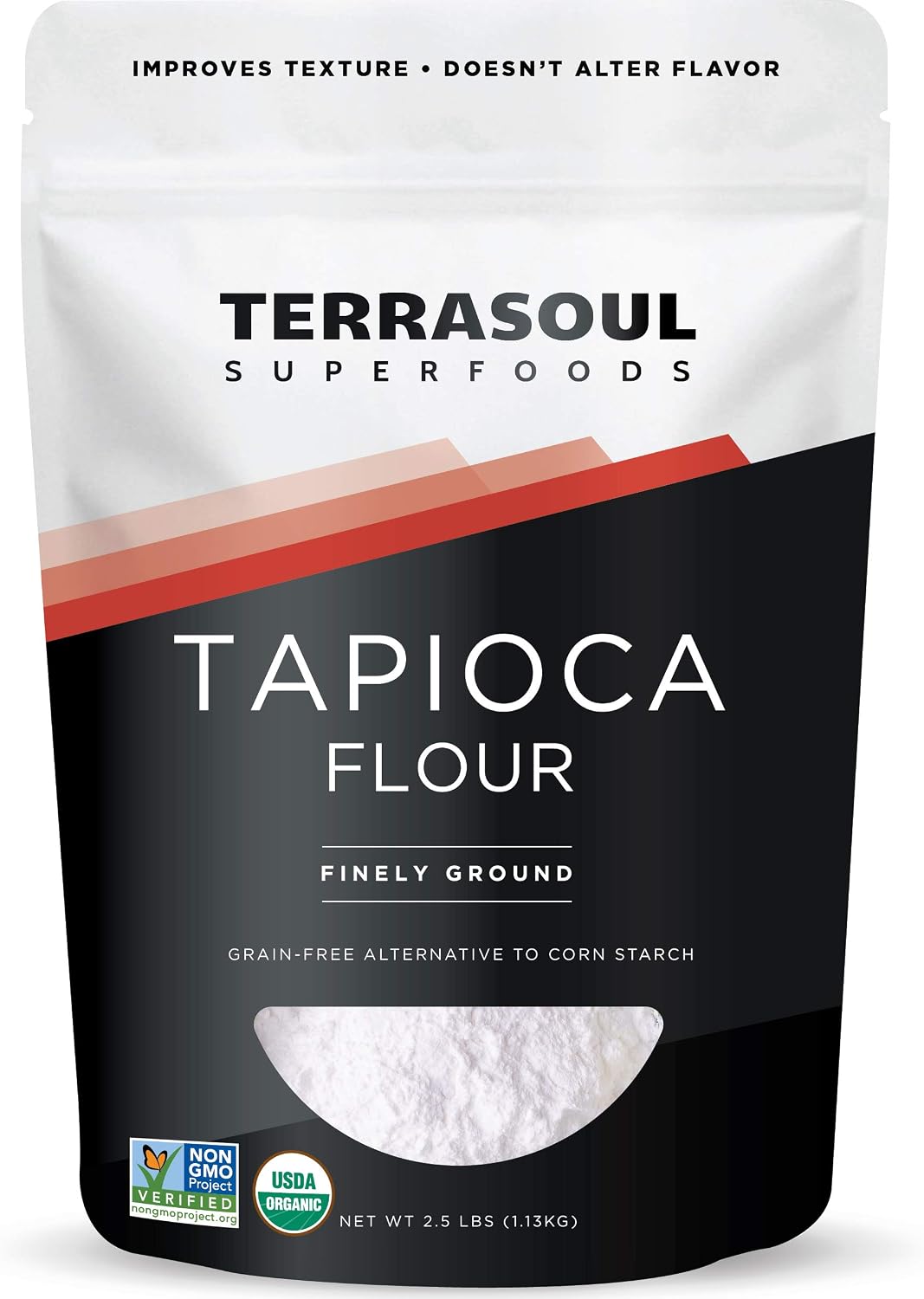 Terrasoul Superfoods Organic Tapioca Flour Starch, 2.5 Lbs - Gluten-free | Improves Texture for Keto Baking | Doesn't Alter Flavor