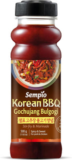 SEMPIO Korean Gochujang Bulgogi Marinade Sauce - Authentic Spicy & Sweet Flavor with Gochujang and Korean BBQ Sauce, Zero Trans Fat, Perfect for Meat and BBQ (17.63oz / 500g)